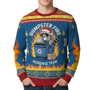 Trash Panda Dumpster Fire Response Team Ugly Christmas Sweater 1