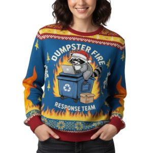 Trash Panda Dumpster Fire Response Team Ugly Christmas Sweater 2