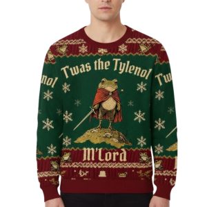 Twas The Tylenol M'Lord Frog Christmas Ugly Sweater 1