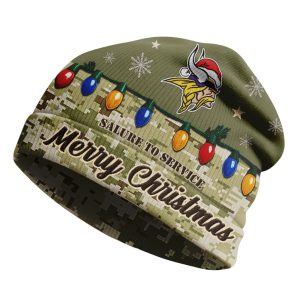 Vikings Salute To Service Christmas Beanie Hat 1 Vikings Salute To Service Christmas Beanie Hat