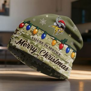Vikings Salute To Service Christmas Beanie Hat