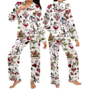 Winey Snowman Christmas Pajamas Set 1 Winey Snowman Christmas Pajamas Set 1