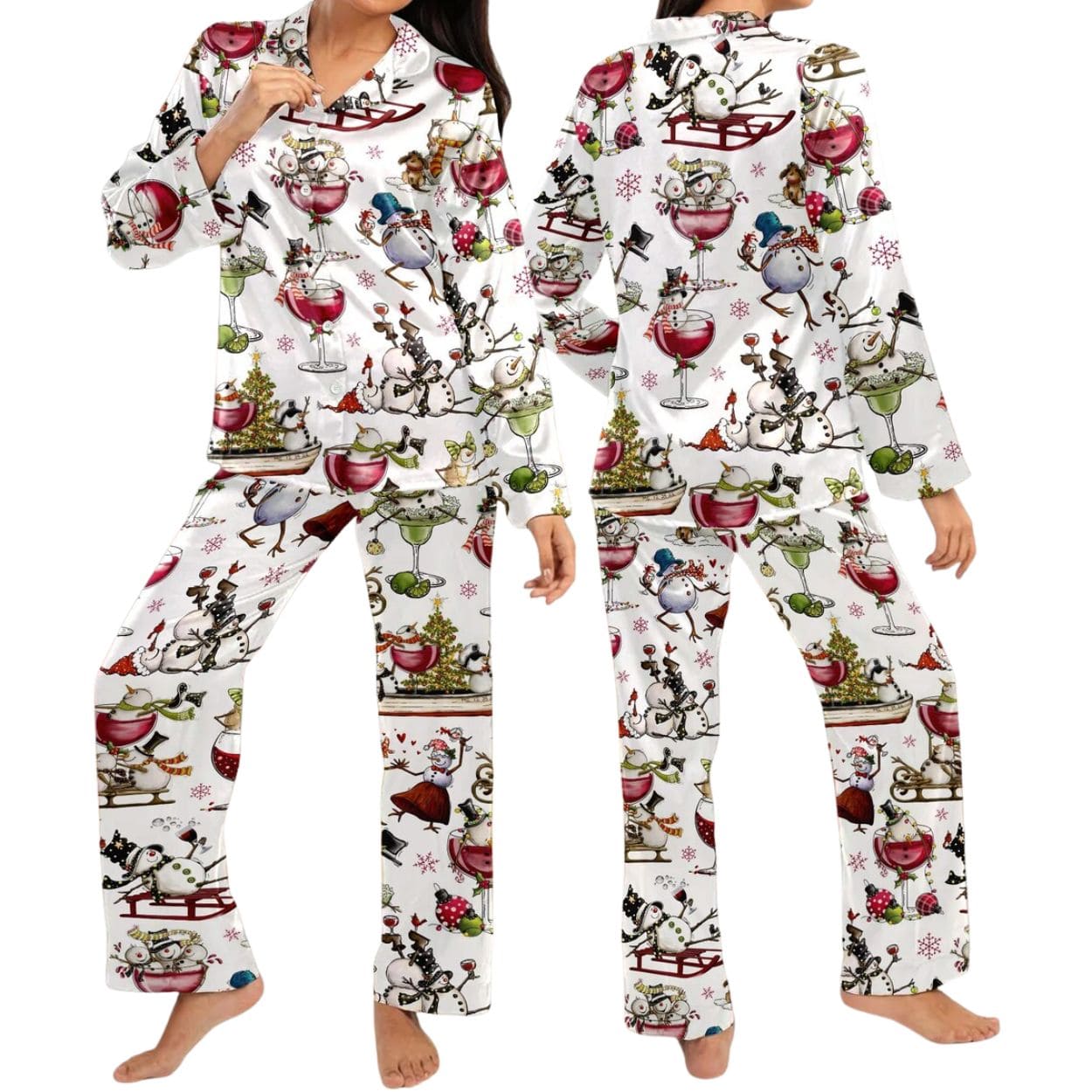 Winey Snowman Christmas Pajamas Set Winey Snowman Christmas Pajamas Set