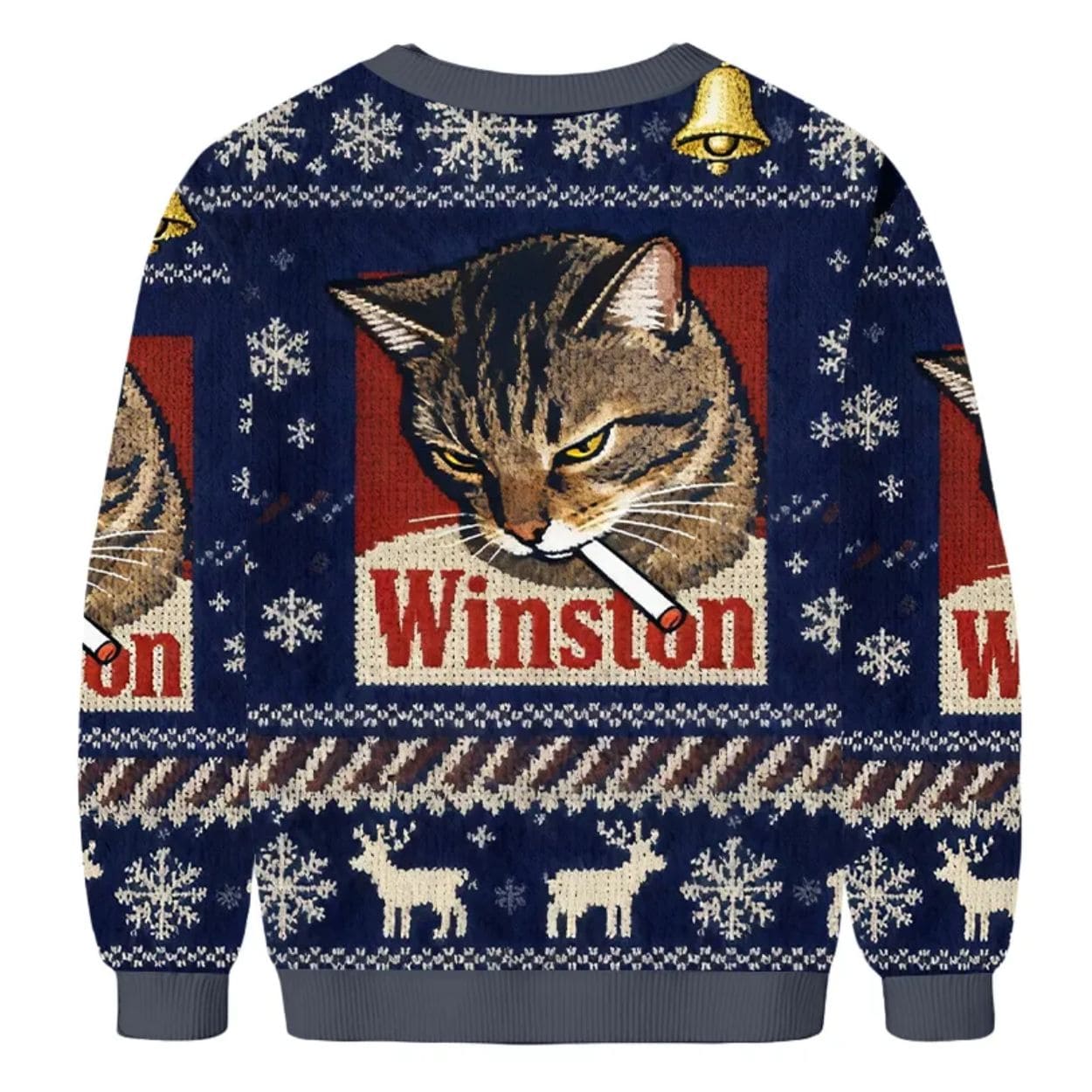 Winston Smoking Cat Christmas Ugly Sweater Winston Smoking Cat Christmas Ugly Sweater