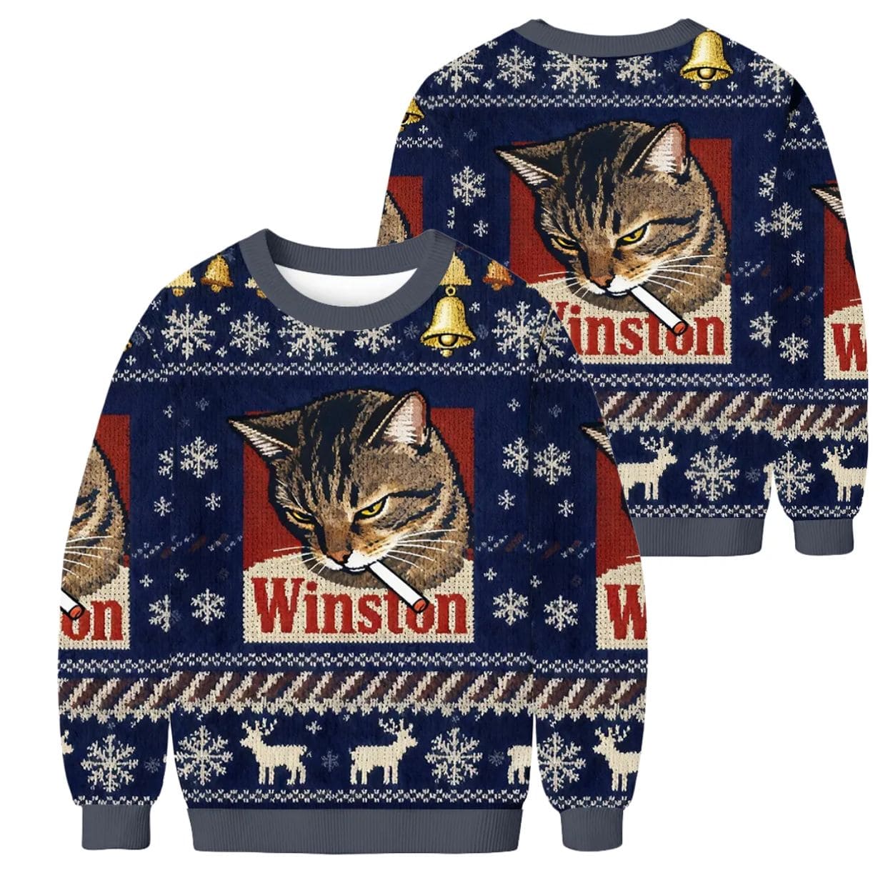 Winston Smoking Cat Christmas Ugly Sweater 2 Winston Smoking Cat Christmas Ugly Sweater 2