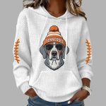 Women's Winter Retro Tennessee Football Print Waffle Fabric Hoodie