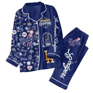 2025 Dodgers Back To Back World Champions Satin Pajama Set
