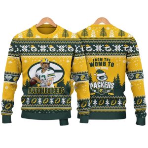 Aaron Rodgers Packers For Life Christmas Ugly Sweater