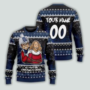 All I Want For Christmas Is Silence Cowboys Ugly Christmas Sweater
