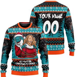 All I Want For Christmas Is Silence Dolphins Ugly Christmas Sweater 1