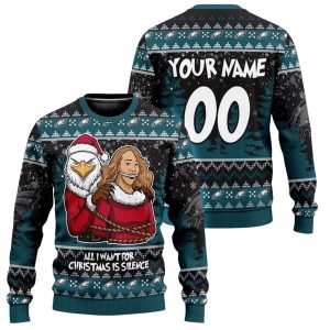 All I Want For Christmas Is Silence Eagles Ugly Christmas Sweater 1