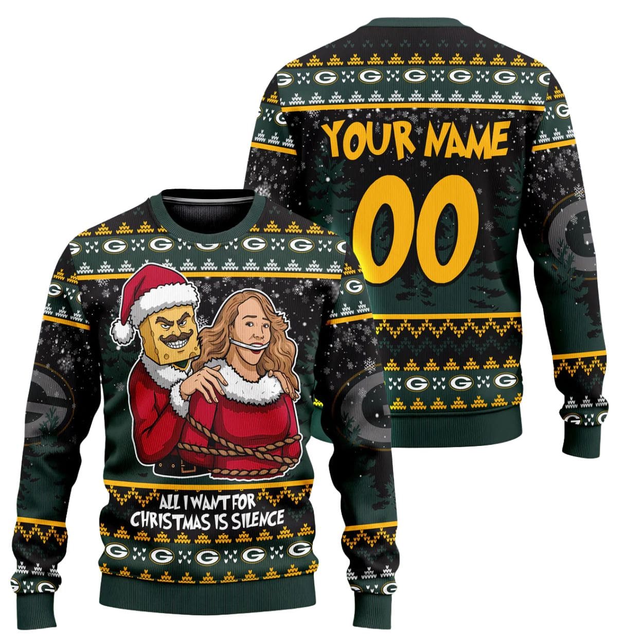 All I Want For Christmas Is Silence Packers Ugly Christmas Sweater All I Want For Christmas Is Silence Packers Ugly Christmas Sweater