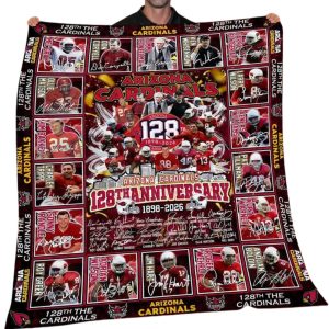 Arizona Cardinals 128th Anniversary 1898-2025 Blanket 1 Arizona Cardinals 128th Anniversary 1898 2025 Blanket 1