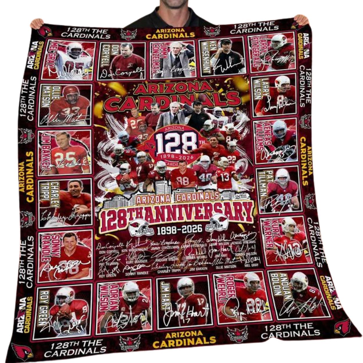 Arizona Cardinals 128th Anniversary 1898-2025 Blanket Arizona Cardinals 128th Anniversary 1898-2025 Blanket