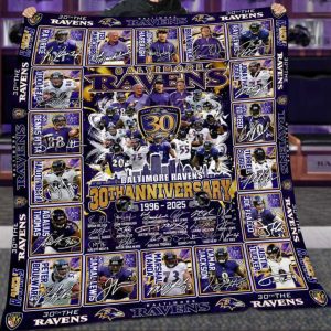 Baltimore Ravens 30th Anniversary 1996 2025 Fleece Blanket 2