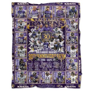 Baltimore Ravens 30th Anniversary 1996 2025 Fleece Blanket