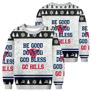 Be Good Do Good God Bless Go Bills Christmas Ugly Sweater 2