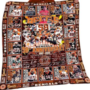 Bengals 58th Anniversary 1967-2025 Blanket 1 Bengals 58th Anniversary 1967 2025 Blanket 1