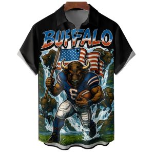 Bills Cow Chest Pocket Holiday Hawaiian Shirt