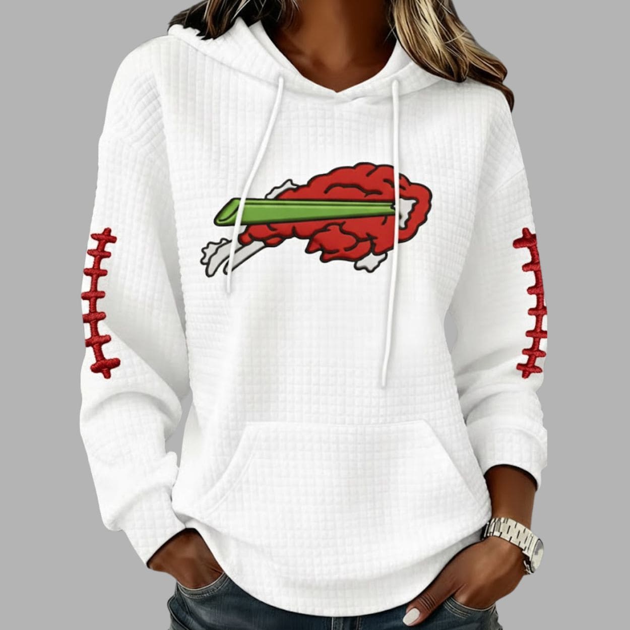 Bills Football Fried Wings Print Waffle Hoodie 1 Bills Football Fried Wings Print Waffle Hoodie 1