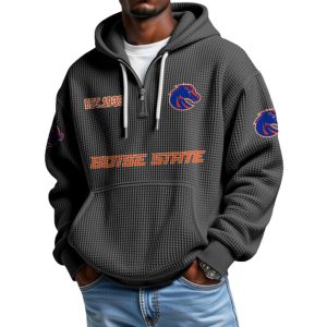 Boise State EST 1933 College Football Half Zip Waffle Hoodie 1