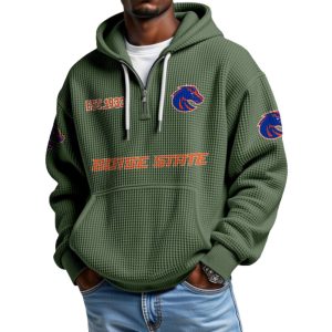 Boise State EST 1933 College Football Half Zip Waffle Hoodie 2