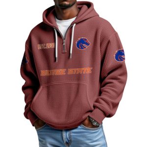 Boise State EST 1933 College Football Half Zip Waffle Hoodie 3