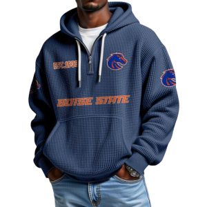 Boise State EST 1933 College Football Half Zip Waffle Hoodie