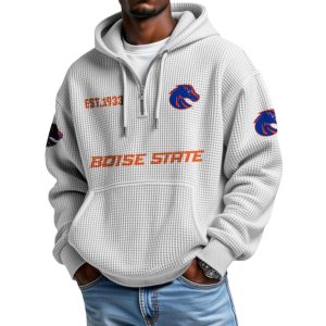Boise State EST 1933 College Football Half Zip Waffle Hoodie 4
