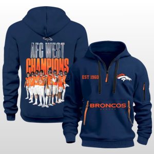 Broncos 2025 AFC West Champions Quarter Zip Hoodie 1