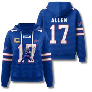 Buffalo Bills Josh Allen 17 Waffle Hoodie 1