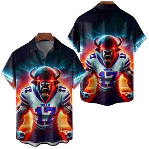 Buffalo Football Chest Pocket Holiday Hawaiian Shirt 2