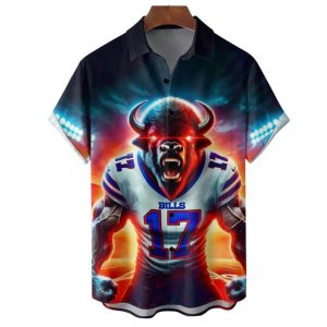 Buffalo Football Chest Pocket Holiday Hawaiian Shirt