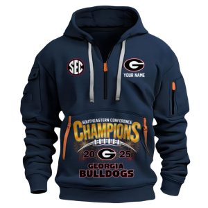 Bulldogs 2025 SEC Football Champions Quarter Zip Hoodie 2
