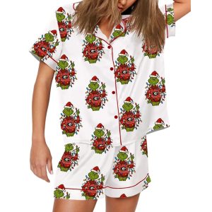 Bulldogs Grinh Christmas Pajama Set