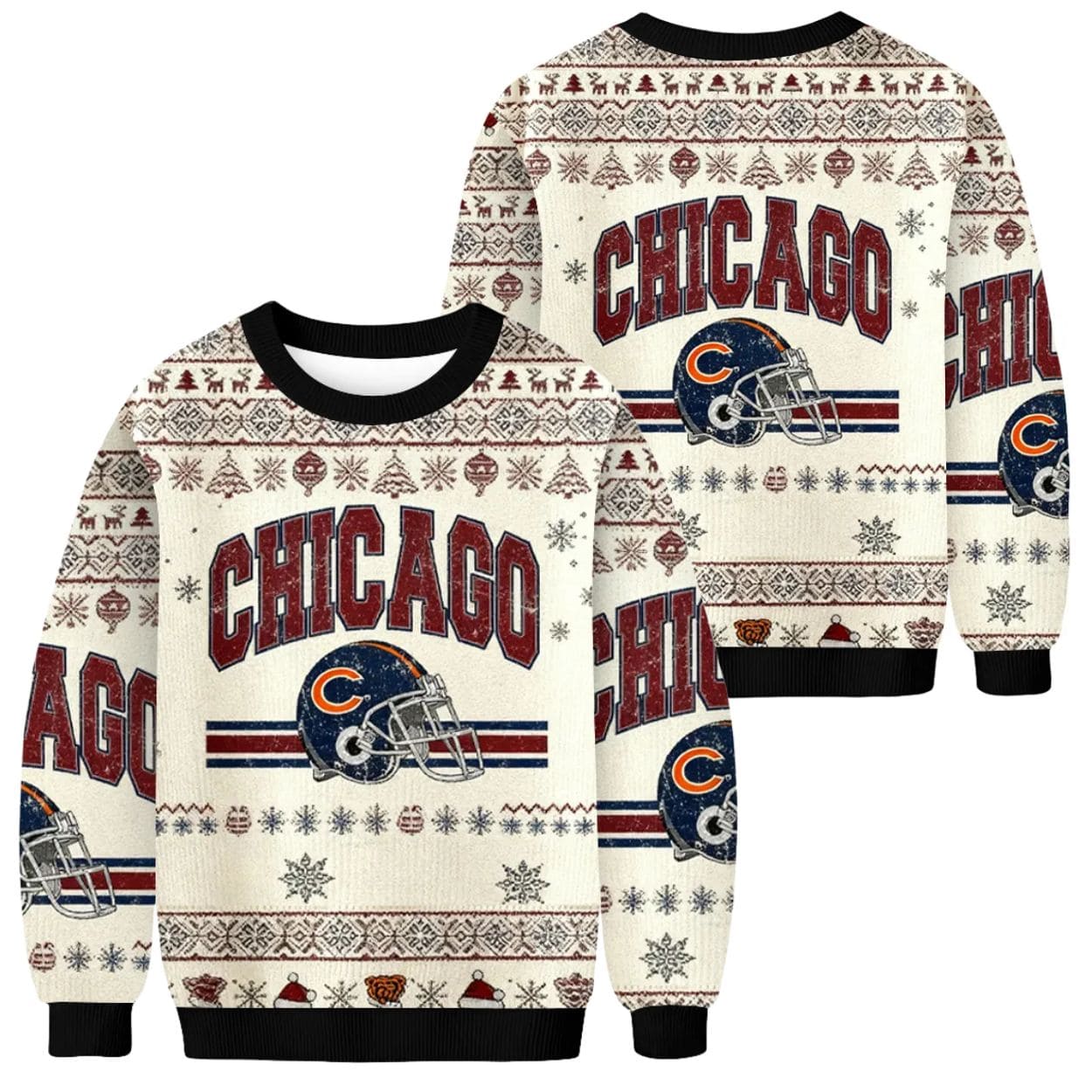 Chicago Football Christmas Ugly Sweater 2 Chicago Football Christmas Ugly Sweater 2