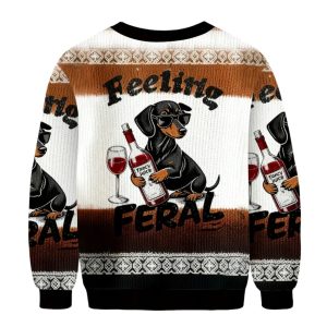 Dachshund Feeling Feral Christmas Ugly Sweater 1