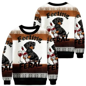Dachshund Feeling Feral Christmas Ugly Sweater 2