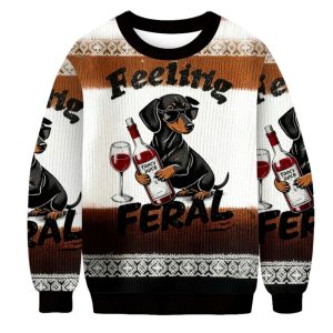 Dachshund Feeling Feral Christmas Ugly Sweater