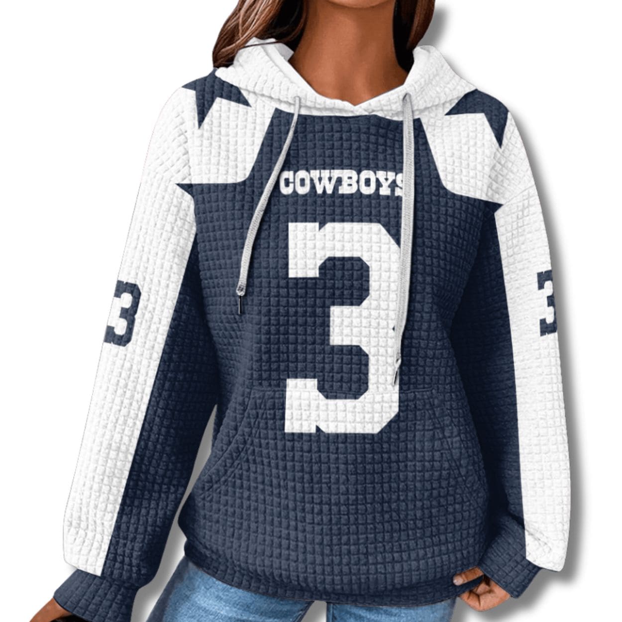 Cowboys George Pickens 3 Waffle Hoodie Cowboys George Pickens 3 Waffle Hoodie