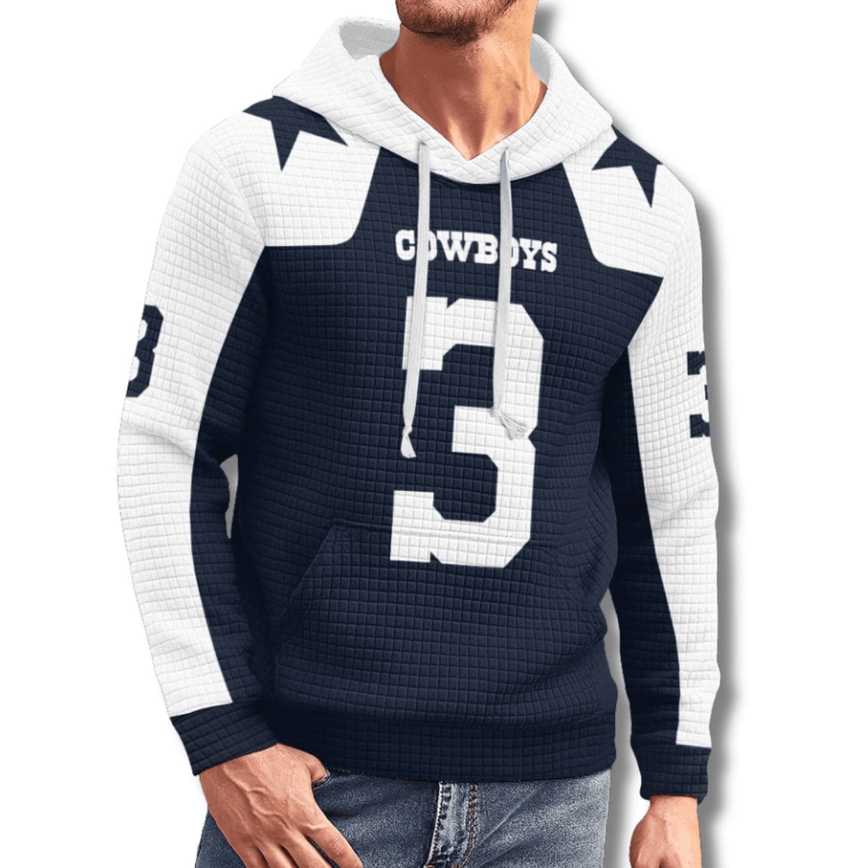Cowboys George Pickens 3 Waffle Hoodie Cowboys George Pickens 3 Waffle Hoodie