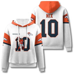 Denver Broncos Bo Nix 10 Waffle Hoodie 2