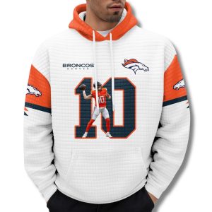 Denver Broncos Bo Nix 10 Waffle Hoodie 3