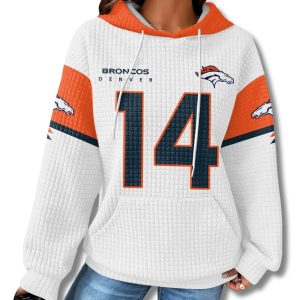 Broncos Courtland Sutton 14 Waffle Hoodie 3 Denver Broncos Courtland Sutton 14 Waffle Hoodie 1