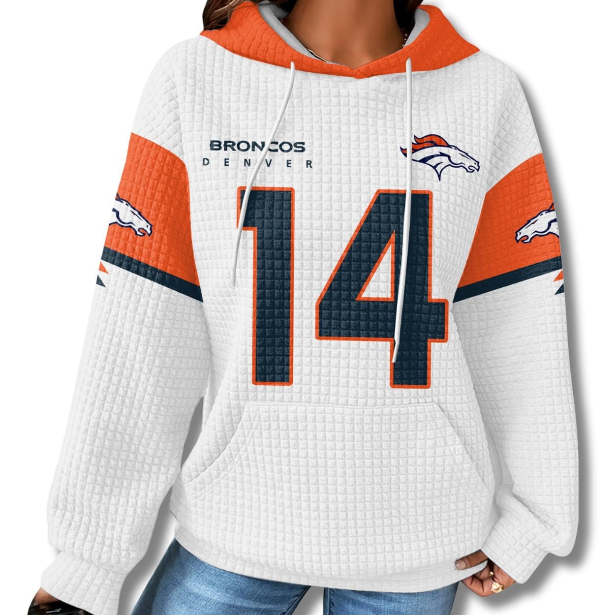 Broncos Courtland Sutton 14 Waffle Hoodie Broncos Courtland Sutton 14 Waffle Hoodie