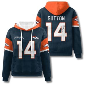 Broncos Courtland Sutton 14 Waffle Hoodie 1 Denver Broncos Courtland Sutton 14 Waffle Hoodie 2
