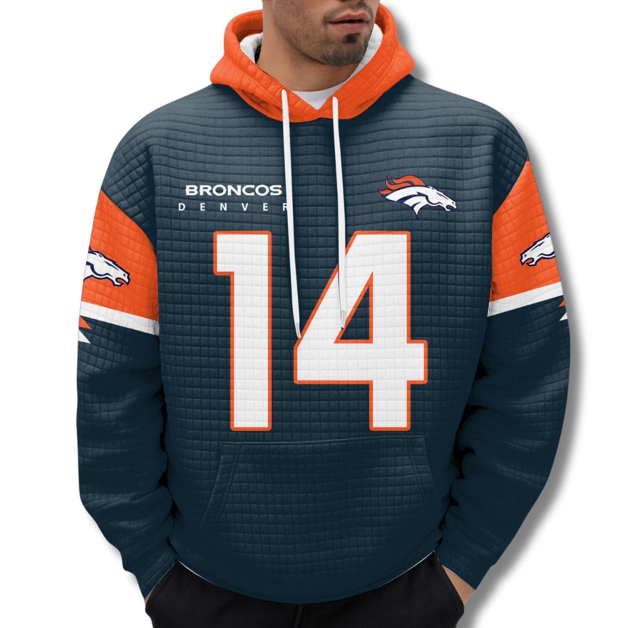 Broncos Courtland Sutton 14 Waffle Hoodie Broncos Courtland Sutton 14 Waffle Hoodie