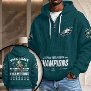 Philadelphia Eagles 2025 Back-to-Back NFC East Division Champions unisex waffle hoodie by Icestork.