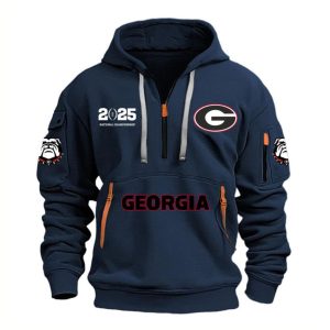 Georgia Football 2025 National Championship Quarter Zip Hoodie 4 Georgia Football 2025 National Championship Quarter Zip Hoodie 1