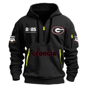Georgia Football 2025 National Championship Quarter Zip Hoodie 3 Georgia Football 2025 National Championship Quarter Zip Hoodie 2